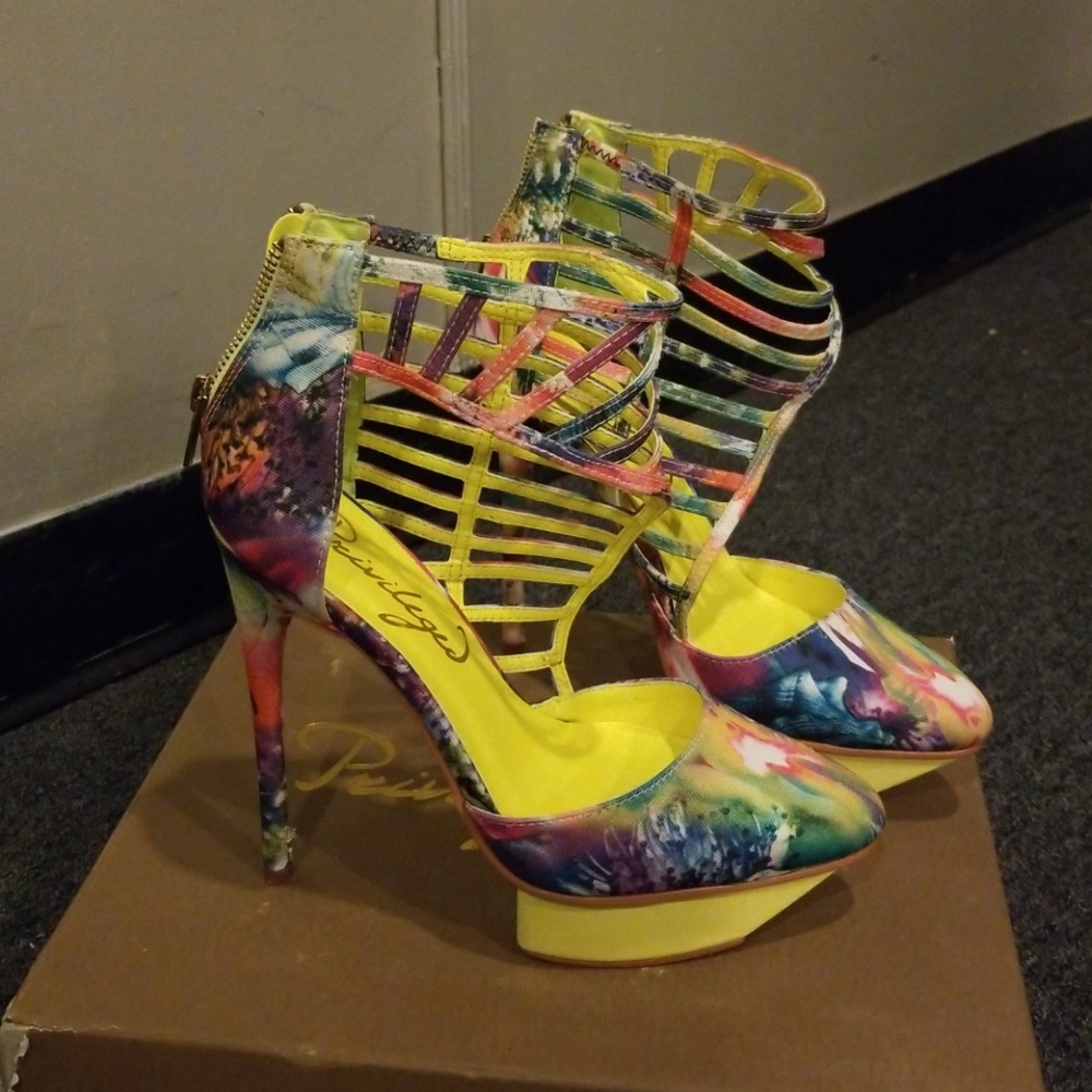 Multi Colored Platform Heels - Picture 3 of 7